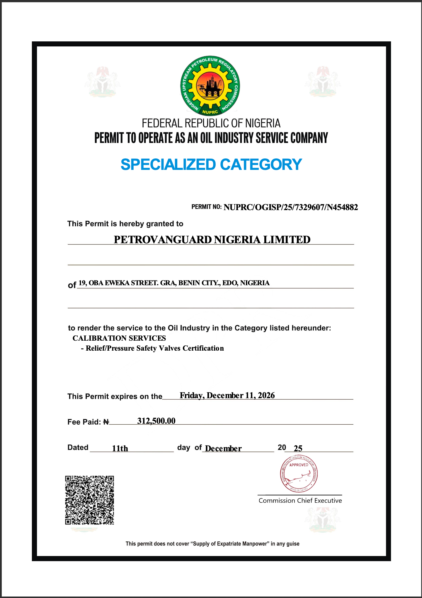 pnl nuprc permit calibration