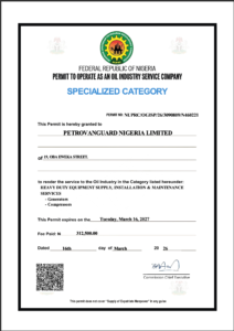 pnl nuprc permit generator compressor