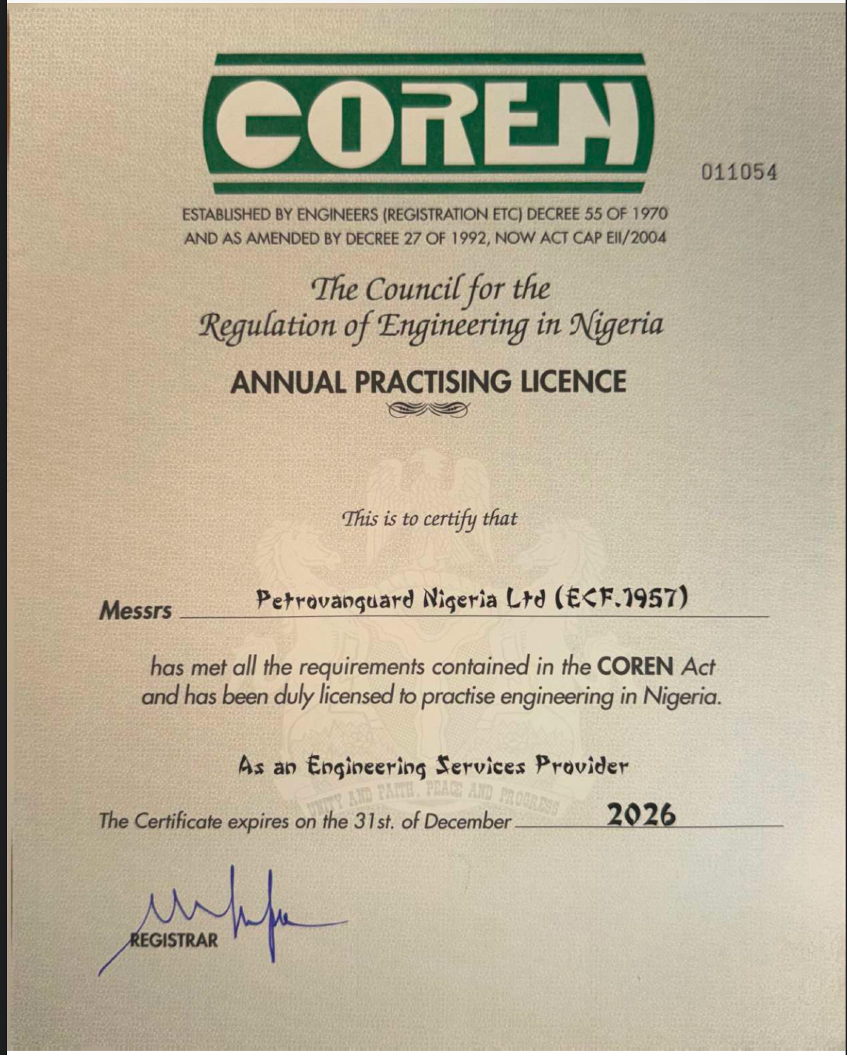 COREN Certificare